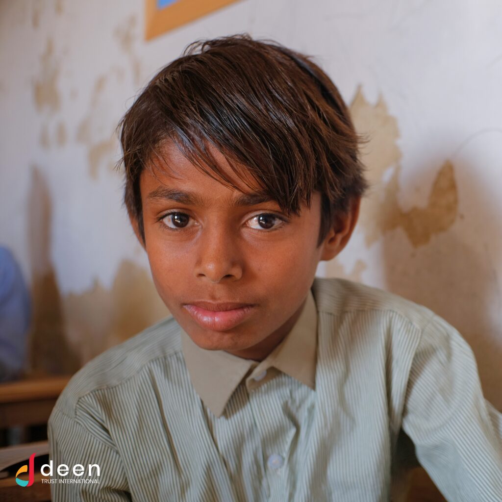 School boy at Deen Trust International School for the Underprivileged