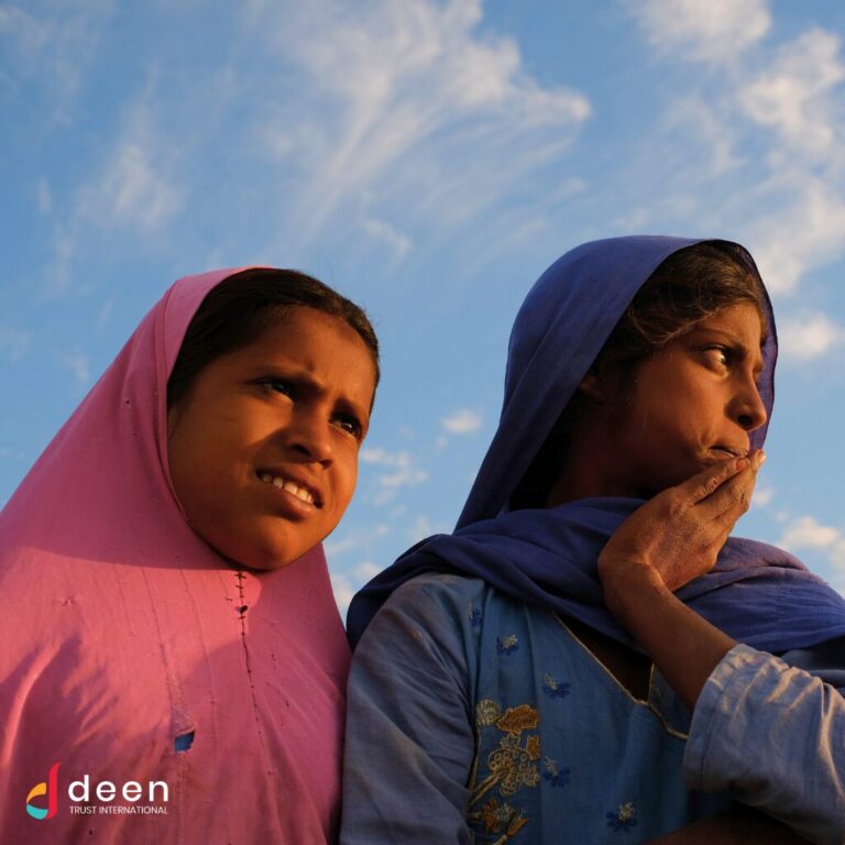 Girls wait for school to start at Deen Trust International School for Underprivileged in rural Pakistan for equal education